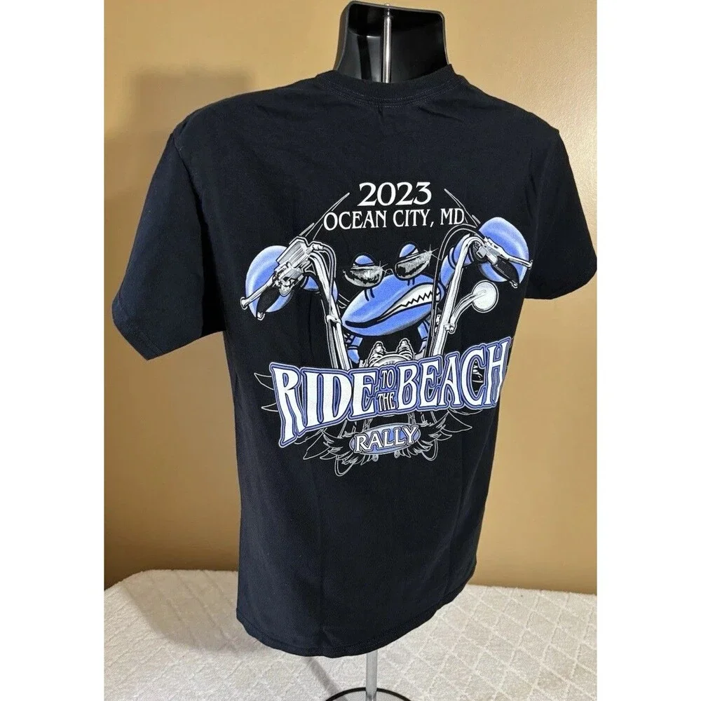 2023 Ocean City MD Ride To The Beach Rally 2 Sided Crab Motorcycle Tee Size M